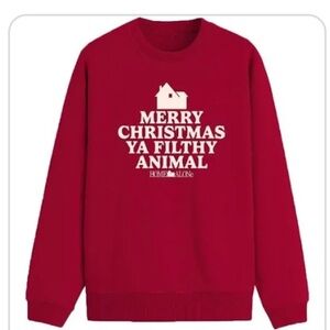 Men’s home alone sweatshirt size extra large measures 26 pit maroon color
